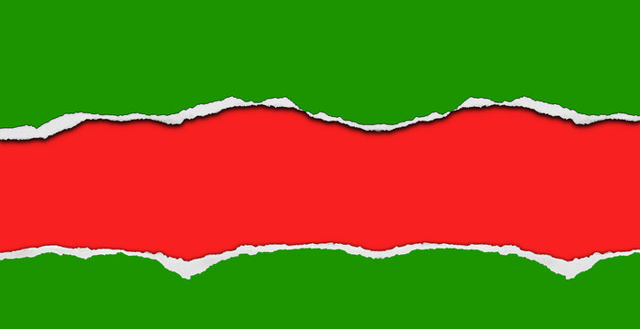 Ripped red and green paper