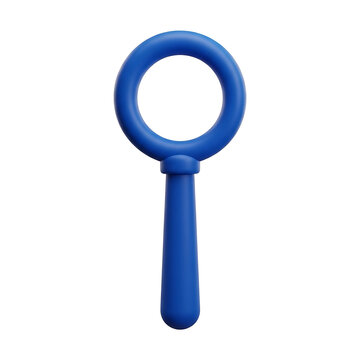 Blue 3d magnifying glass icon isolated on white background