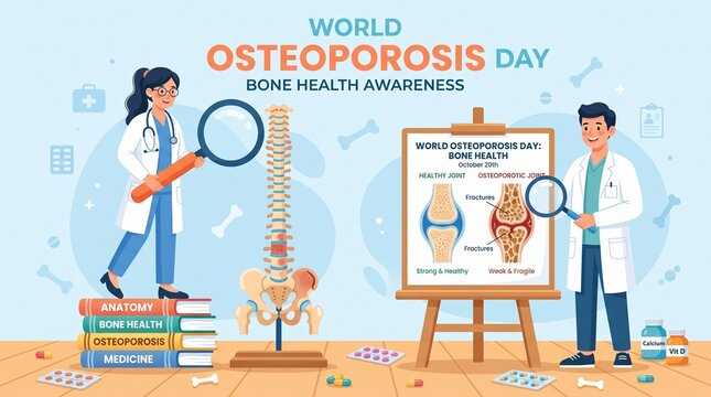 Doctors explaining osteoporosis and bone health awareness