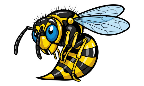 Wasp Character Illustration Isolated on White Background