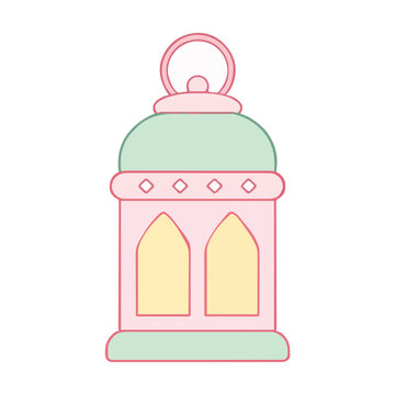 Cute Lantern Soft Pastel Outline Clipart