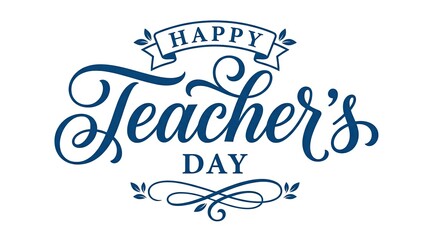 Obraz premium Happy teachers day elegant calligraphy typography greeting card vector illustration school education design template