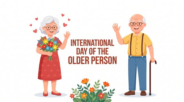 Happy elderly couple celebrating international day of the older person
