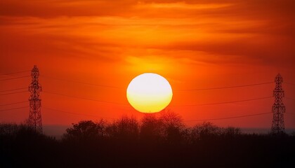 Fototapeta premium sun heat wave hot extreme orange sky