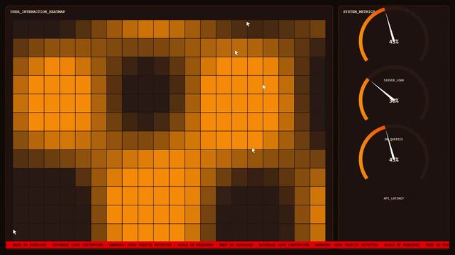Digital interface displaying a live user interaction heatmap and metrics
