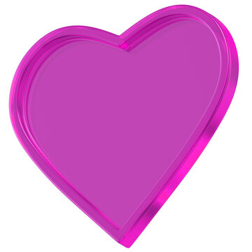3d heart shape chat social media notification pink glass empty heart icon isolated transparent background 3D Rendering