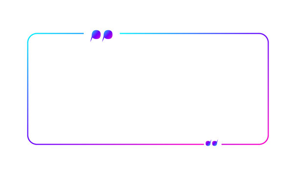 Neon Gradient Quote Box Frame Vector PNG Mockup Template with Quotation Marks for Banner