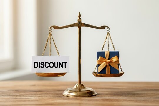 Brass scale weighing discount card and gift box