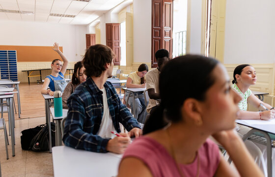 Diverse students participating and learning in classroom