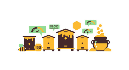 Naklejka premium Beekeeping Investment and Productivity Concept Flat Vector Illustration