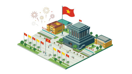 Fototapeta premium Isometric Illustration of Patriotic National Celebration Square