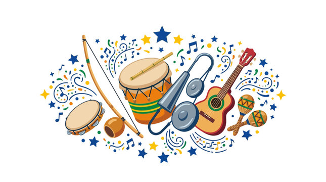 Illustration of Traditional Latin American Musical Instruments