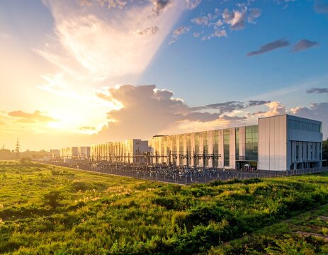 Large Indian hyperscale data center campus viewed from a distance, showcasing modern infrastructure, cooling systems and expansive facilities.