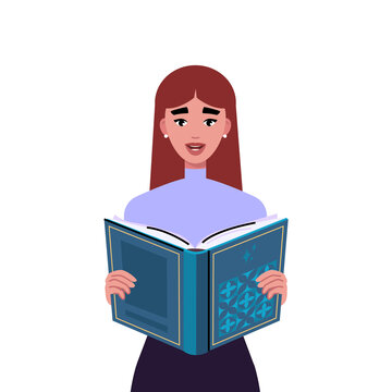 Woman Reading Open Book