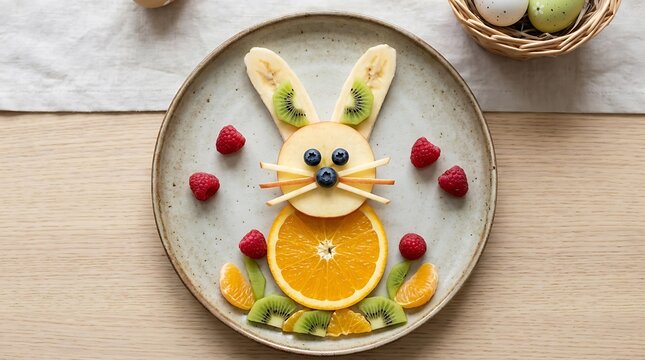 Colorful Easter egg decorated breakfast plate.