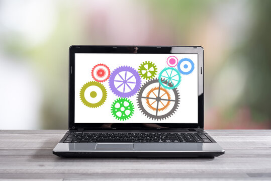 Cooperation concept on a laptop screen