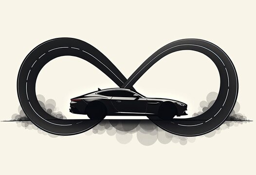 Elegant car drives through endless loop road design