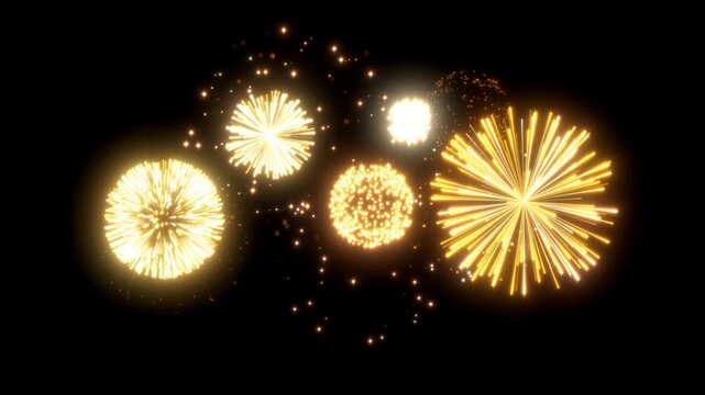 Fireworks gold celebrate shine isolated on dark backgrounds animated