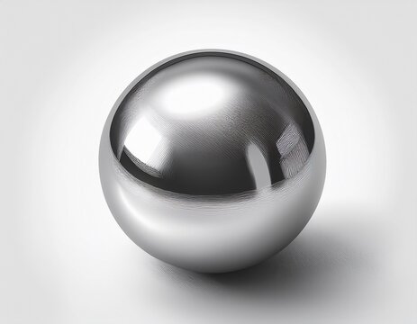 chrome metal ball isolated on white background 3d silver bead steel sphere metallic bearing or glossy grey bubble with shadow