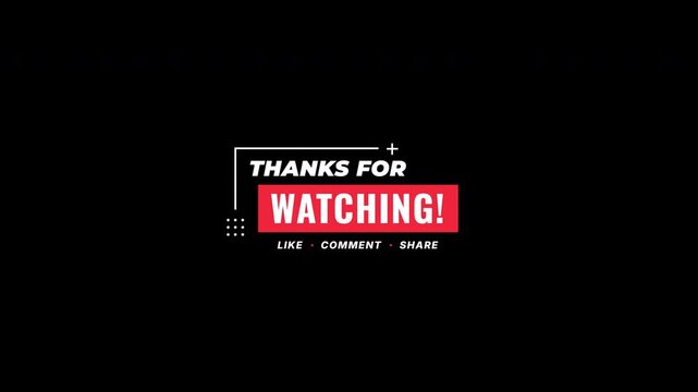 Thanks for watching animation outro, social media call to action, video end screen