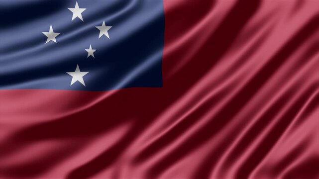 Samoa flag waving gracefully in the wind creating smooth fabric ripples for a high quality digital motion video clip background