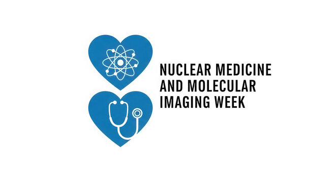 Nuclear medicine and molecular imaging week blue heart icon logo isolated on transparent background