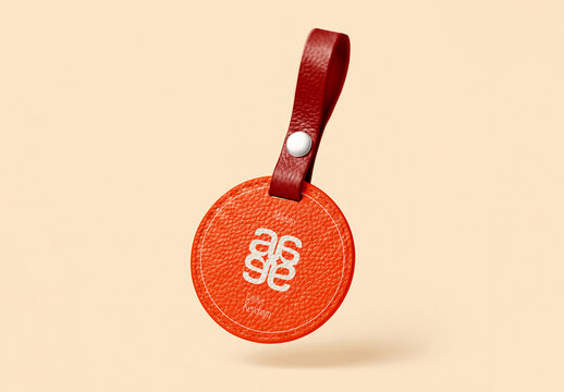 Round Leather Keychain Mockup