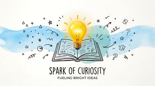 Open book with glowing lightbulb above symbolizing creative ideas and learning inspiration