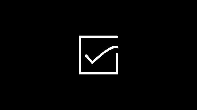 Square checkbox animates with a checkmark on black