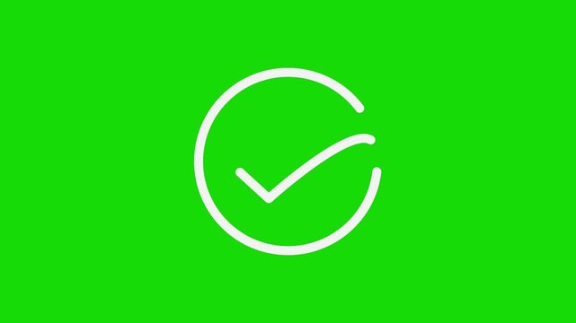 Checkmark icon animates with a growing stroke on green