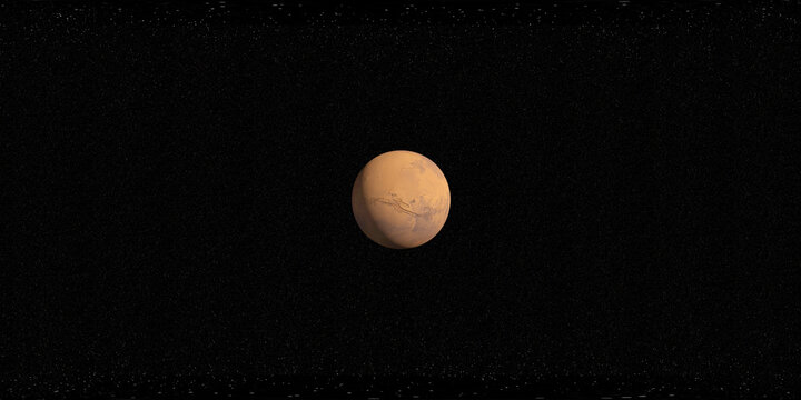 Planet Mars on a starry field 360 space panorama