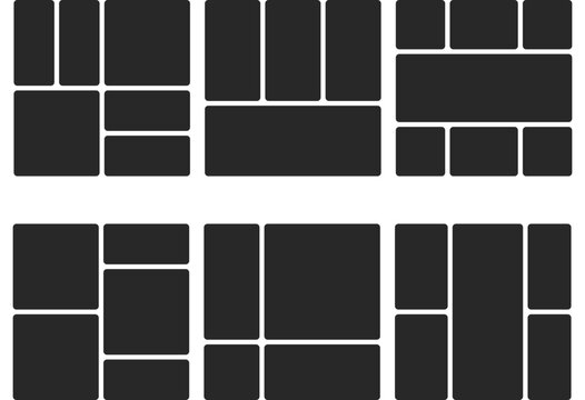 photo collage grid layout template set. mood board presentation frames gallery wireframe
