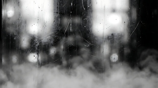 Raindrops on glass with blurred city lights in the background abstract urban scene vehicle lights