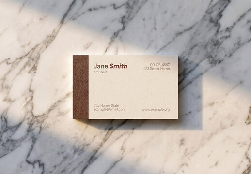 Business Card Mockup on Marble Surface
