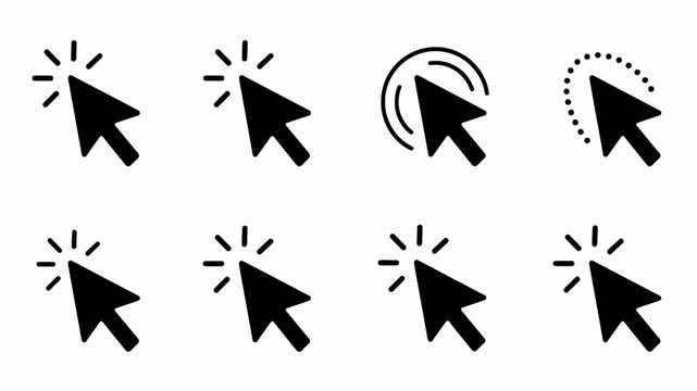 Mouse cursor icons showing different click and drag actions on transparent background