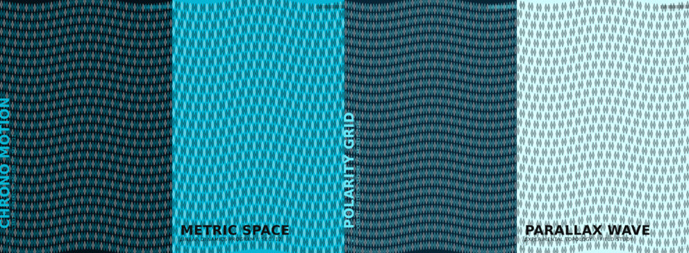 Matrix Space Seamless Pattern, Parallax Wave Repeatable Texture, Tech Background, Blue Digital Motion Effect, Abstract Geometric Design