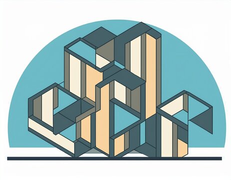 minimal interlocking blocks vector