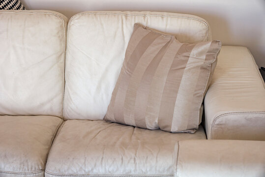 sofa with worn leather