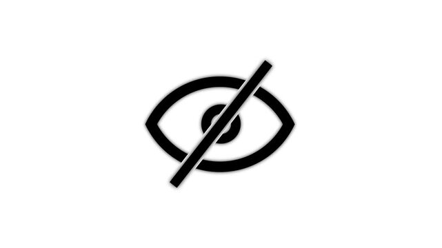 Hidden eye icon with diagonal slash, privacy mode, visibility restriction, concealed content, confidential information, disabled viewing, security, anonymity, and digital privacy protection concept.