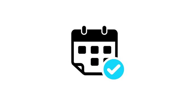 Calendar check mark icon representing approved schedule, confirmed appointment, task completion,  reminder, booking, deadline, organization, productivity, and successful date verification concept .