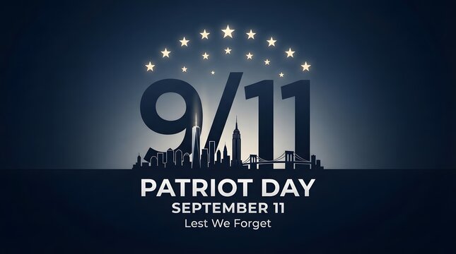 Patriot day 9 11 memorial design featuring new york city skyline silhouette september memorial