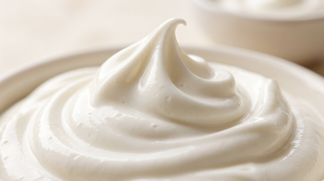 whipped cream with chocolatLuxurious swirl of thick white cream or frosting, close-upe