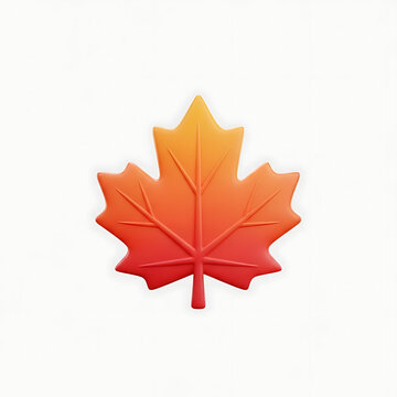 Stylized 3d maple leaf icon on white background