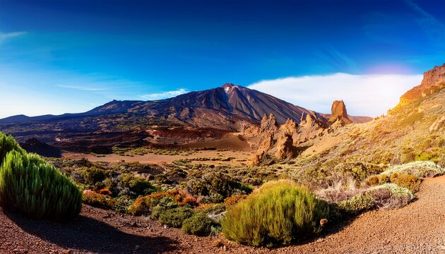 scenic mountain landscape teide volcano tenerife spain