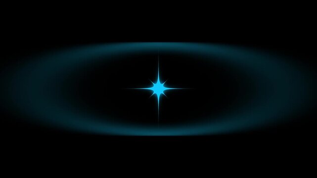 Glittering royel blue star explosion animation with circular burst, twinkle effects, radiant light trails, shimmering energy waves, visuals, cinematic black background, 4K