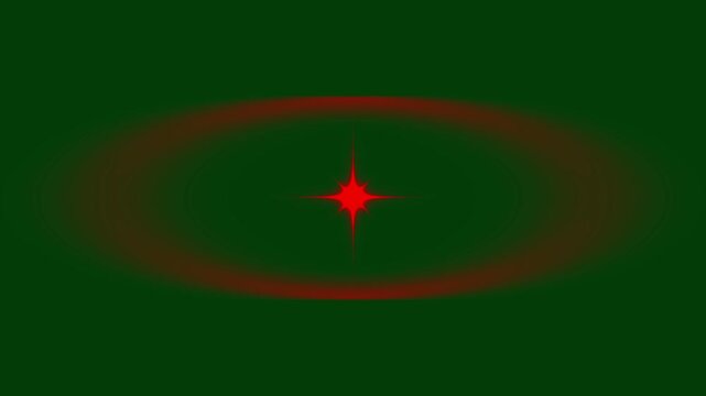 Sparkle star circle burst animation with red glowing doodles, twinkling flash effects, ellipse explosion, shiny firework christmas holiday visuals, dark green background, 4K