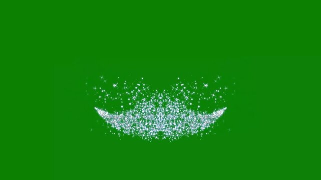 Magic sparkles glitter line stars, white twinkling particles, starlight dust line glitter confetti trail green screen background. smooth glowing particles motion,4k glitter video