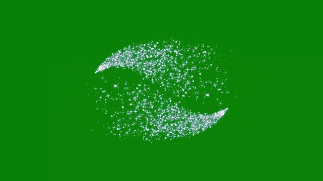 Majestic glitter line sweeps bursting outward with twinkling star graphics  glittering sparkles twinkle stars line and twinkle sparkle stars animation, cartoon doodle sparkles on green screen.4k