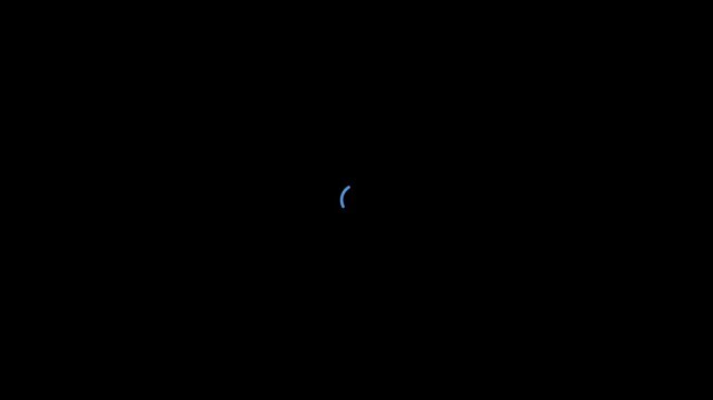 Loading circle animation on a black background, a minimalist digital interface element for buffering and data processing