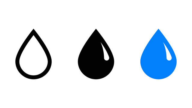 Water drop icon set, simple vector illustration isolated on transparent background